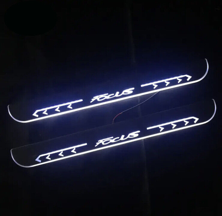 Ford Focus Chrome LED Door Sill Protector Strips Scuff Plates Ford Focus White