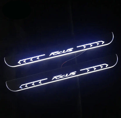 Ford Focus Chrome LED Door Sill Protector Strips Scuff Plates Ford Focus White