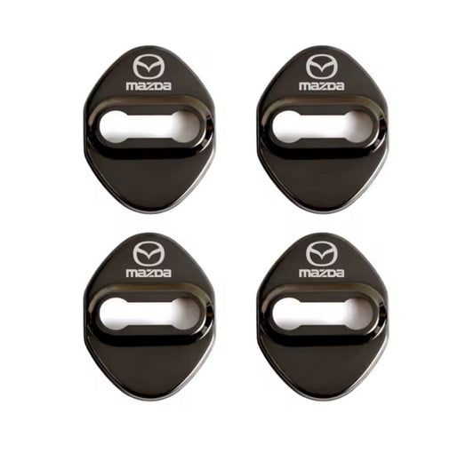 Mazda Black Stainless Steel Door Lock Catch Protector Covers Accessories 4pcs