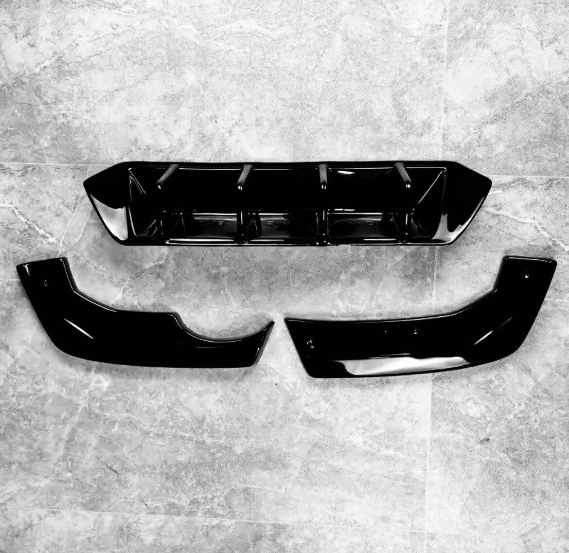 Seat Ibiza MK5 2017-2021 Rear Bumper Diffuser & Rear Spats Kit Gloss Black 3pcs