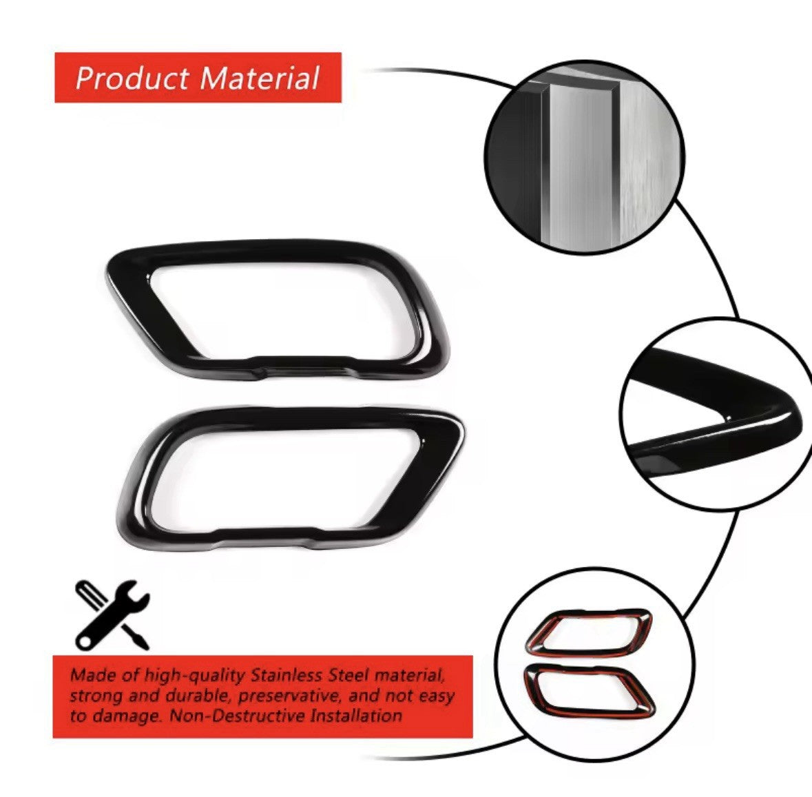 Gloss Black Stainless Exhaust Tip Covers For BMW X5 G05 X6 G06 X7 G07 2019-2025