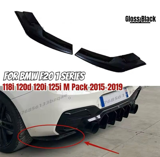 BMW 1 Series F20 LCI M Sport 2015-2019 Rear Bumper Spats Splitters Gloss Black