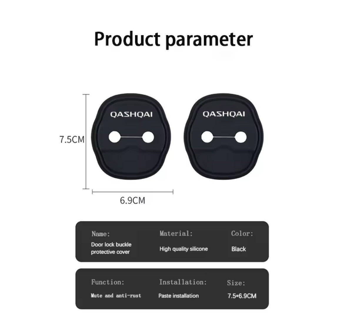 Nissan Qashqai 2007-2022 Black Silicone Door Lock Catch Protector Covers 2pcs