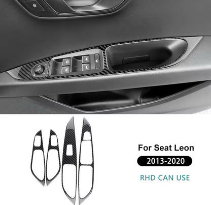 Seat Leon MK3 2013-2020 Carbon Fibre Door Control Panel Trim Covers Window Contr