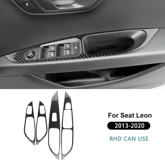 Seat Leon MK3 2013-2020 Carbon Fibre Door Control Panel Trim Covers Window Contr