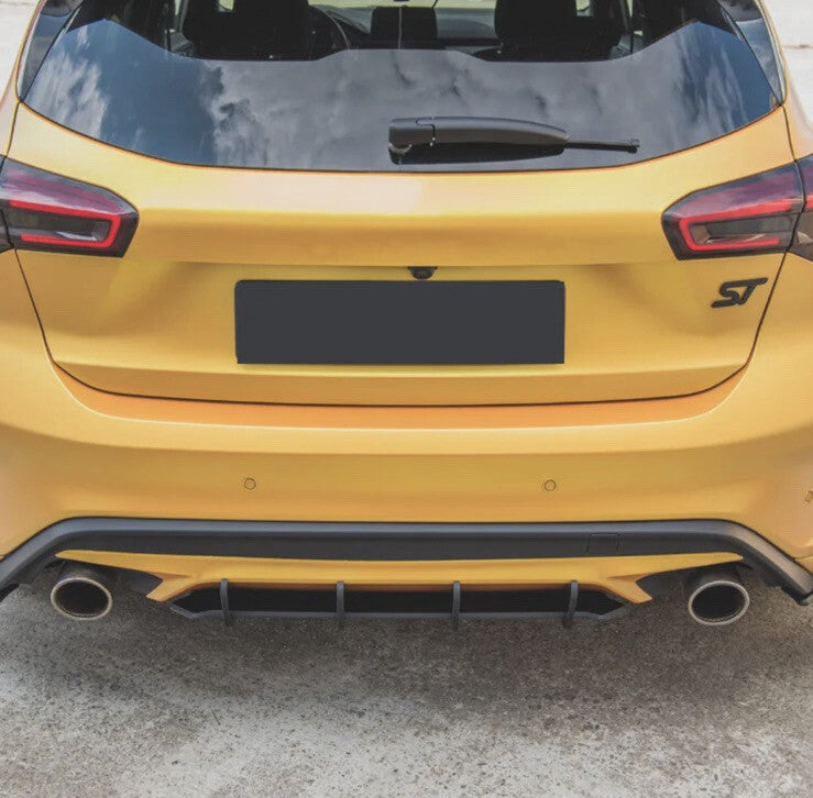 Ford Focus ST MK4 MK4.5 Gloss Black Rear Bumper Diffuser Body Kit Blades Fins
