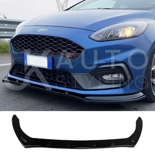 Gloss Black Front Splitter Lip For Ford Fiesta ST ST Line MK8 2018-2021