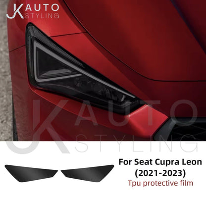 Smoked Front Headlight TPU Protective Film For Seat Cupra Leon 2021-2023 2pcs