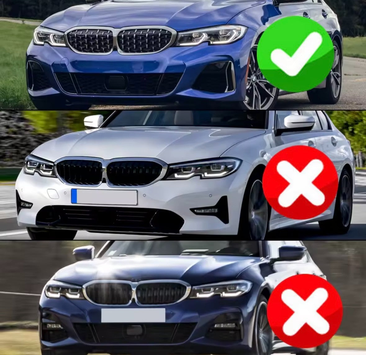 BMW 3 Series G20 G21 G28 2019-2022 Gloss Black Front Bumper Side Vent Trims