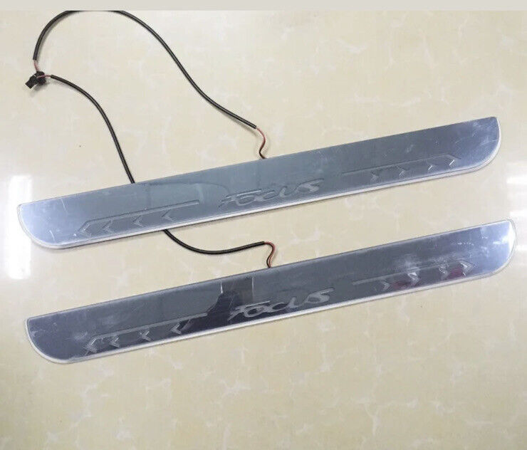 Ford Focus Chrome LED Door Sill Protector Strips Scuff Plates Ford Focus White
