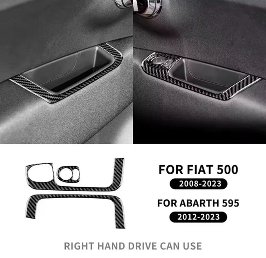 Fiat 500 Abarth 595 695 Carbon Fibre Door Card Grab Handle Surround Trim