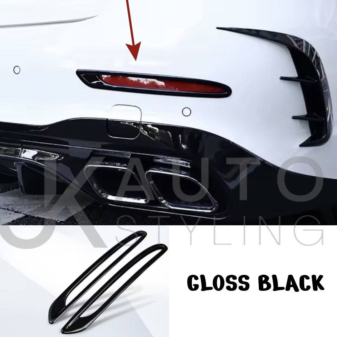 Gloss Black Rear Bumper Reflector Surrounds For Mercedes C Class W206 2022+