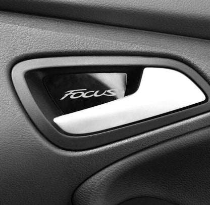 Ford Focus MK3 2012-2018 Black Stainless Steel Interior Door Handle Inserts 4pcs