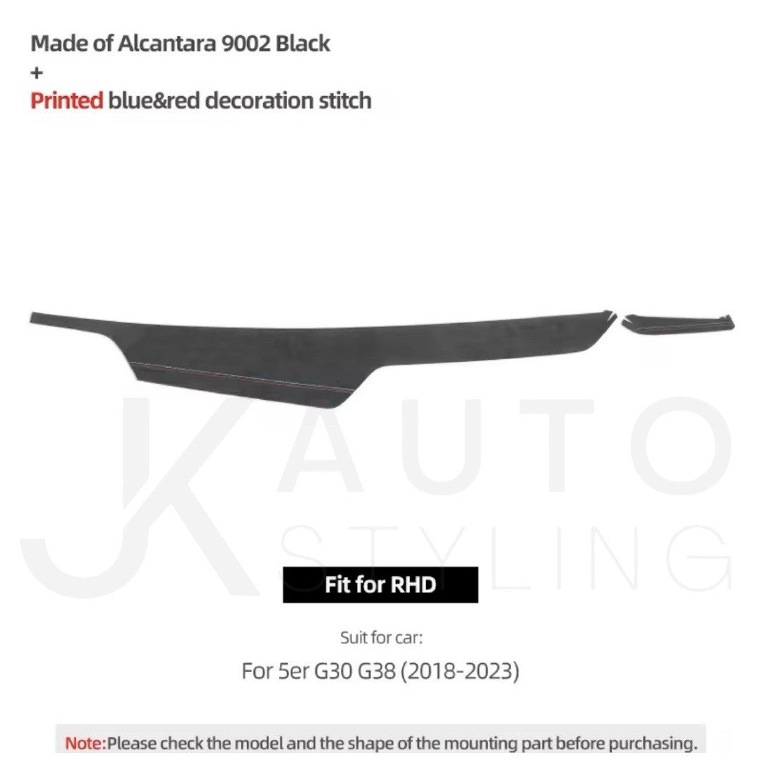 BMW 5 Series G30 G38 2018-2023 Black Alcantara Dashboard Panel Trim Cover