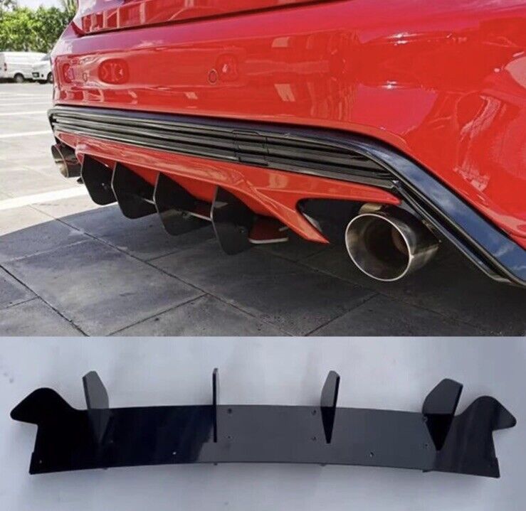 MK4 MK4.5 Rear Blade Style Diffuser Body Kit Gloss Black For Ford Focus ST