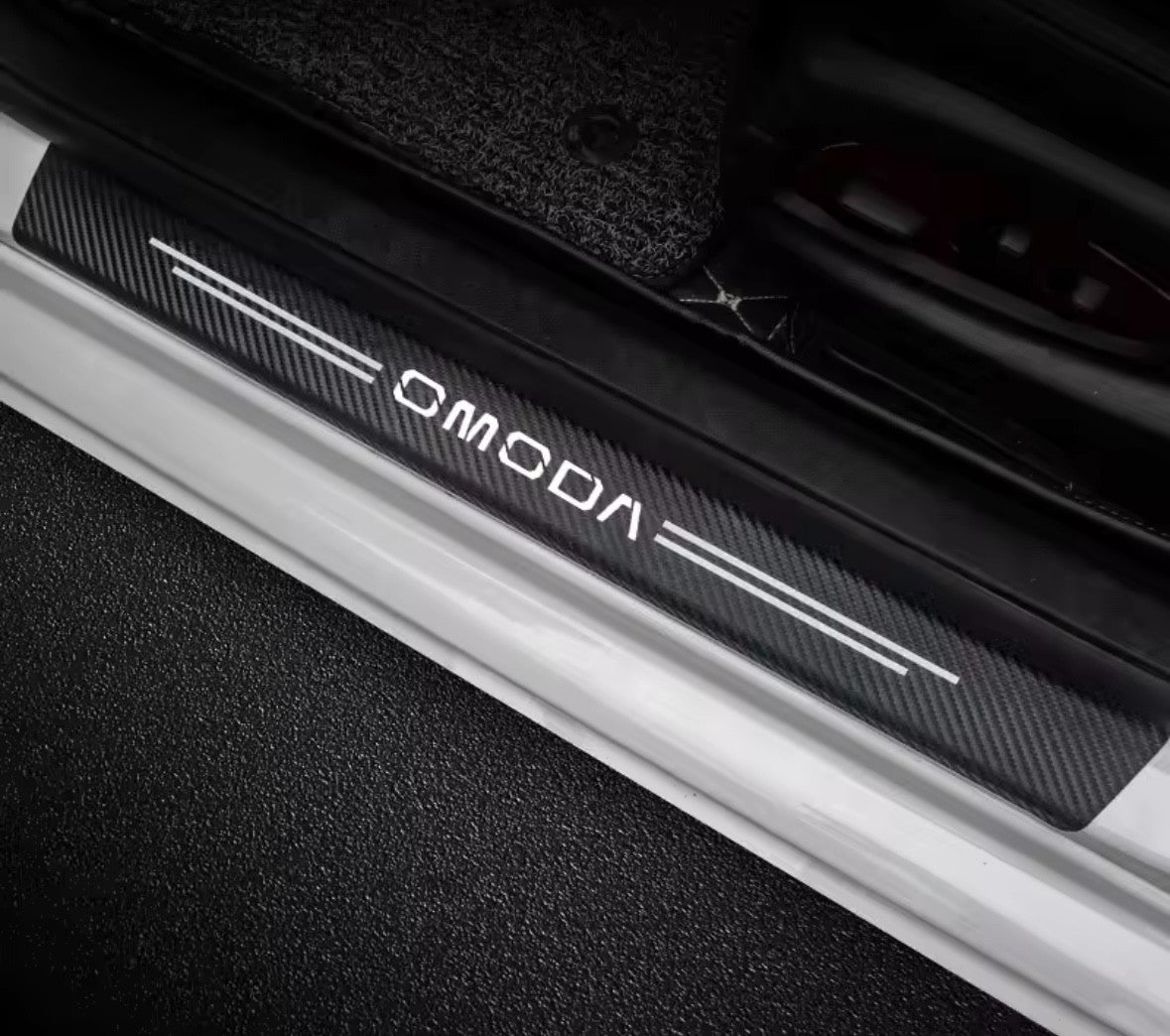 Chery Omoda Carbon Fibre Effect Car Door Sill Protector Strips Vinyl 4pcs