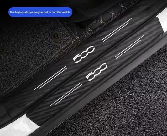 4pcs Fiat 500 Carbon Fibre Effect Car Door Sill Protective Strips