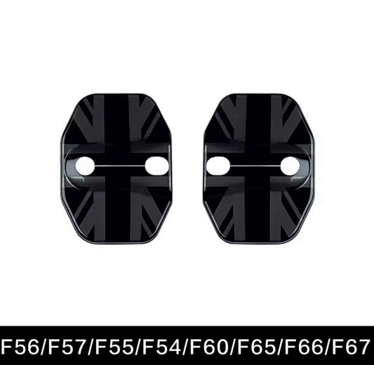 Black Union Jack Door Lock Covers For Mini F54 F55 F56 F57 F60 F65 F66 F67 2pcs