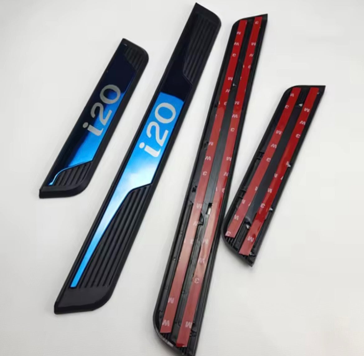 Hyundai i20 Blue Stainless Steel Door Sill Protector Strips Scuff Plates 4pcs