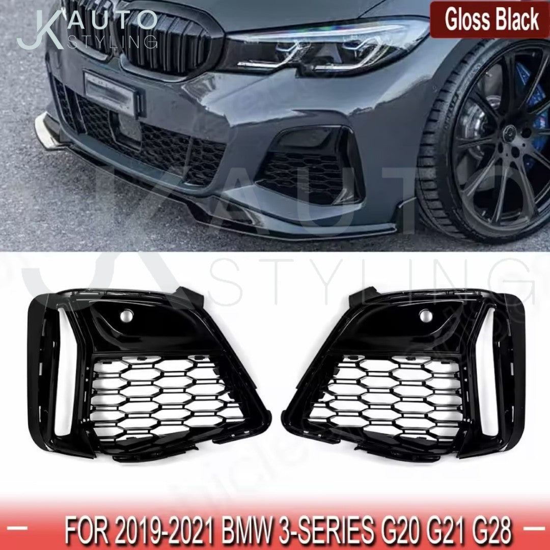 BMW 3 Series G20 G21 G28 2019-2022 Gloss Black Front Bumper Side Vent Trims