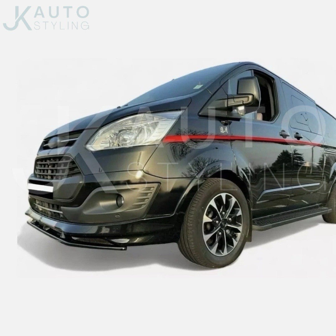 GLOSS BLACK FRONT SPLITTER LIP FOR FORD TRANSIT CUSTOM 2012-2018 BUMPER LIP