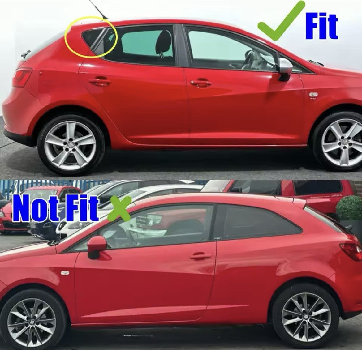 Seat Ibiza 2008-2012 5 Door Gloss Black Rear Window Louver Vent Covers 2pcs