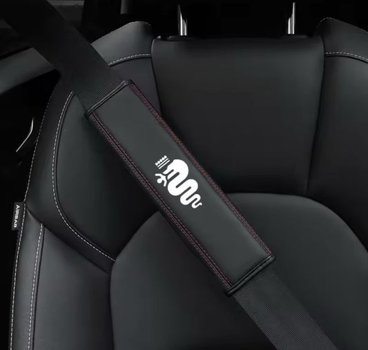 Alfa Romeo Stelvio Giulia MiTo PU Leather Seatbelt Shoulder Cover Pads Black Red