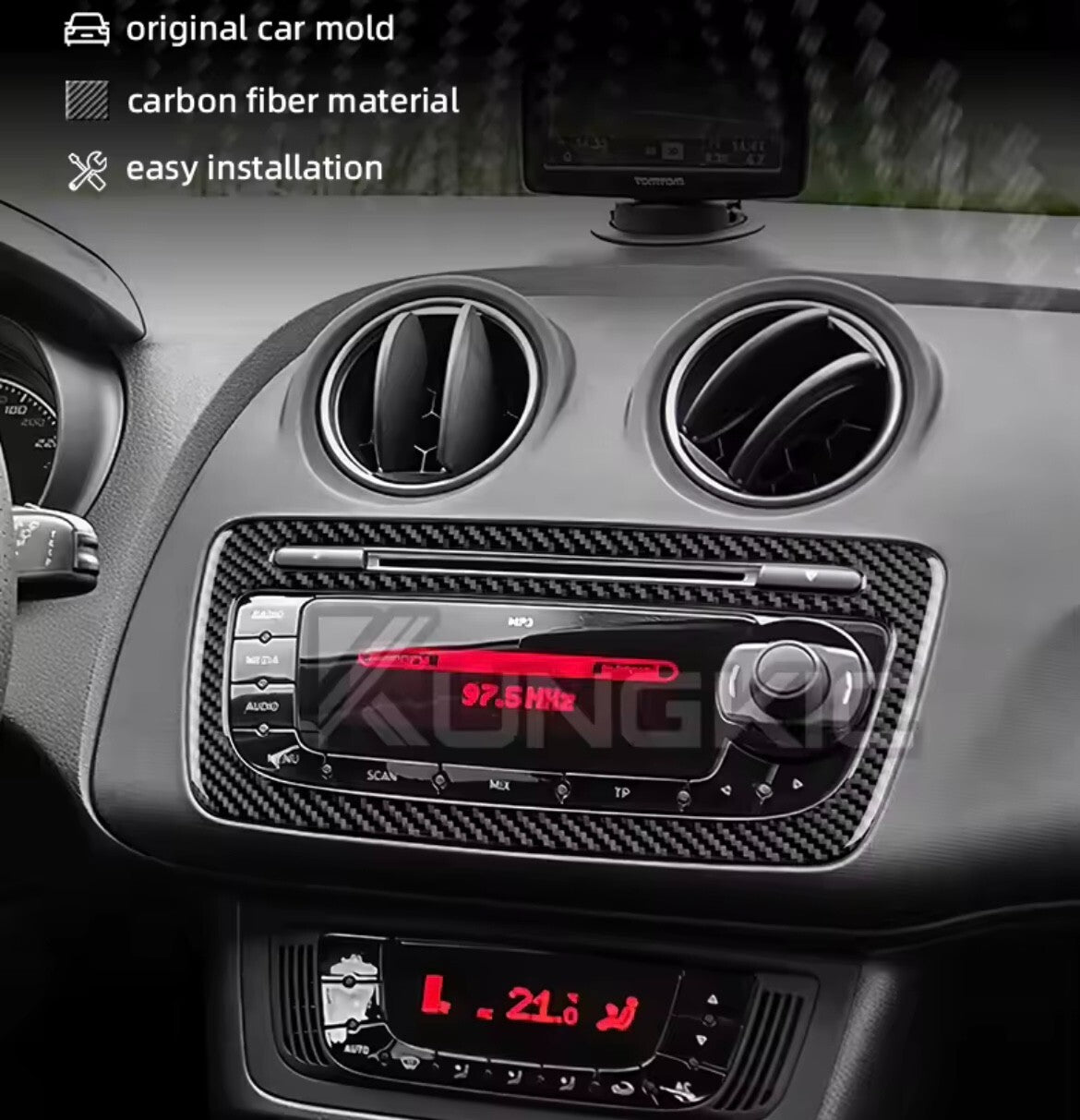 Seat Ibiza 6j 2009-2014 Carbon Fibre Centre Dash Radio Screen CD Surround Trim