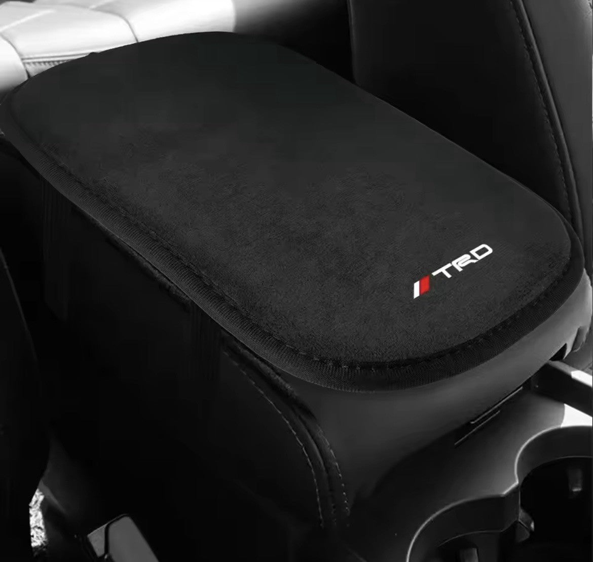 Black Suede Armrest Cover For Toyota TRD RAV4 CHR Yaris Prius Avensis
