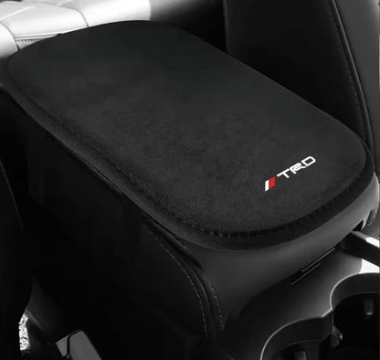 Black Suede Armrest Cover For Toyota TRD RAV4 CHR Yaris Prius Avensis