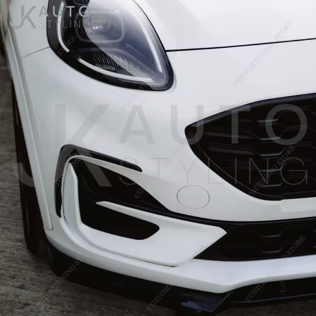Gloss Black Front Bumper Canards Side Fog Blades For Ford Puma ST Line 2020-2024