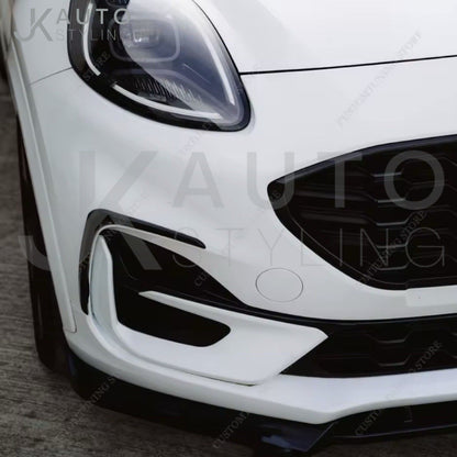 Gloss Black Front Bumper Canards Side Fog Blades For Ford Puma ST Line 2020-2024