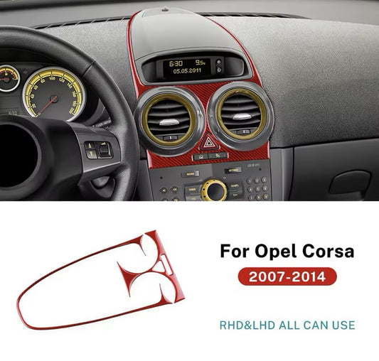 Vauxhall Corsa D 2007-2014 Red Carbon Fibre Centre Console Air Vent Surrounds