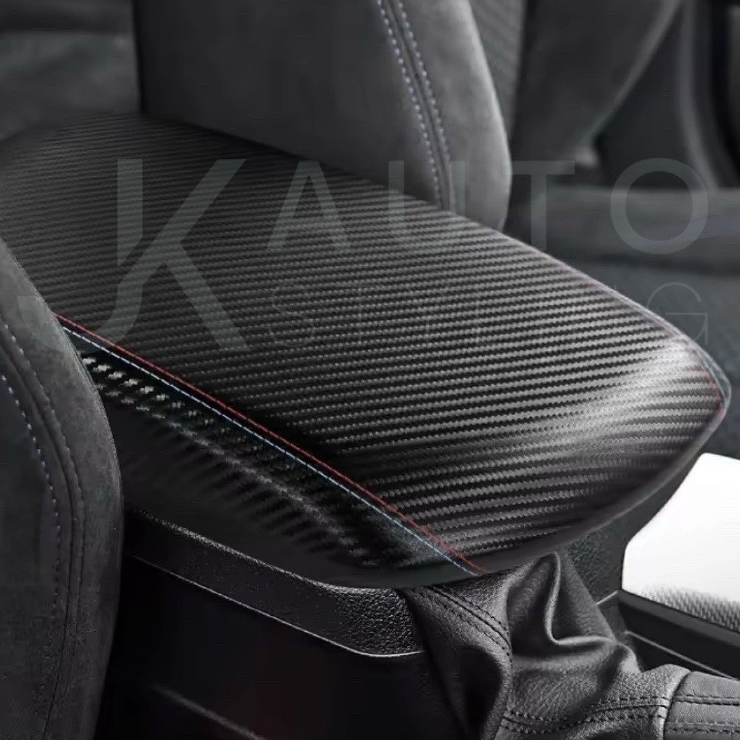 BMW 1 Series F20 F21 2011-2019 Carbon Fibre Armrest Cover Red Blue Print RHD