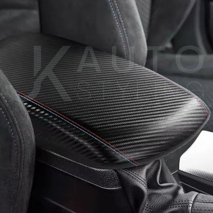 BMW 1 Series F20 F21 2011-2019 Carbon Fibre Armrest Cover Red Blue Print RHD