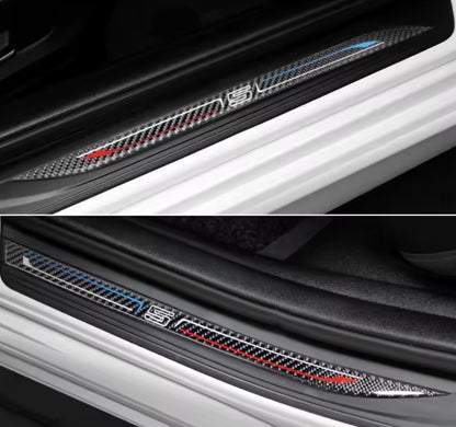 BMW 5 Series F18 2011-2017 3D Carbon Fibre Effect Door Sill Overlay Strips 4pcs