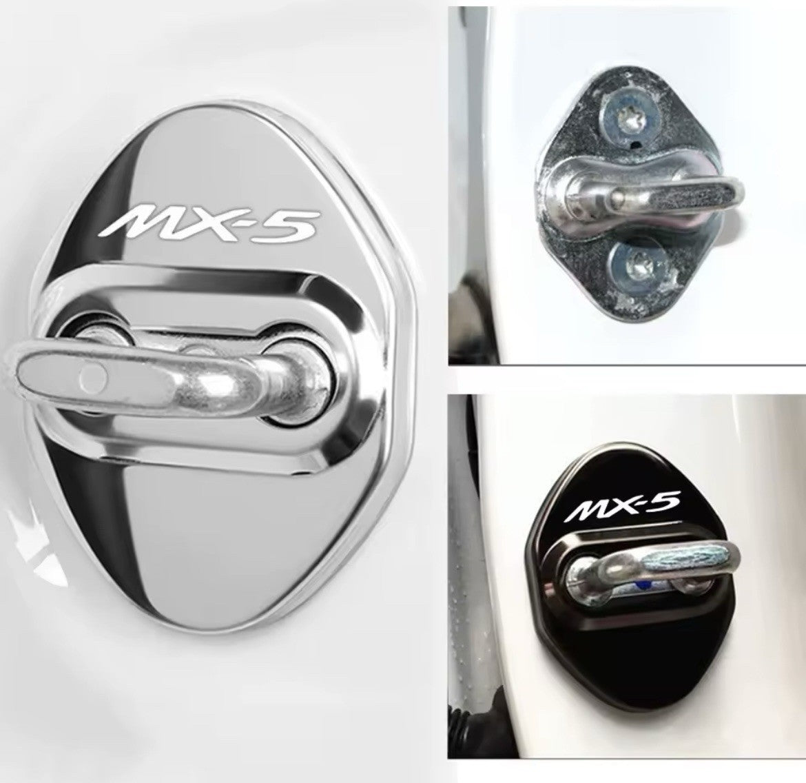 Mazda MX-5 Black Stainless Steel Door Lock Protector Covers Accessories 2pcs