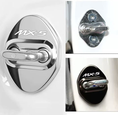 Mazda MX-5 Black Stainless Steel Door Lock Protector Covers Accessories 2pcs