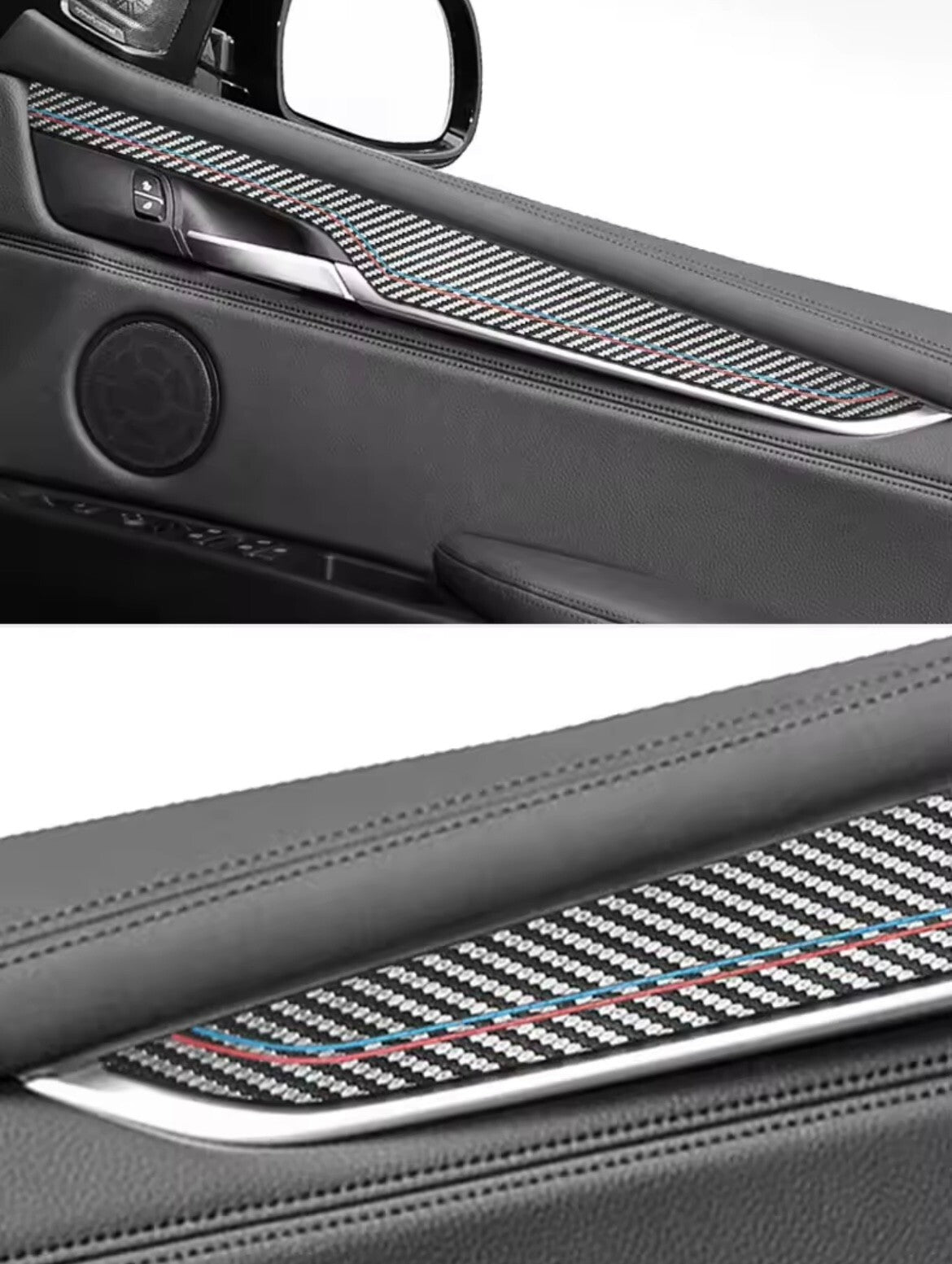 BMW X5 F15 2014-2018 Carbon Fibre Effect Door Card Panel Trim Cover Set 4pcs