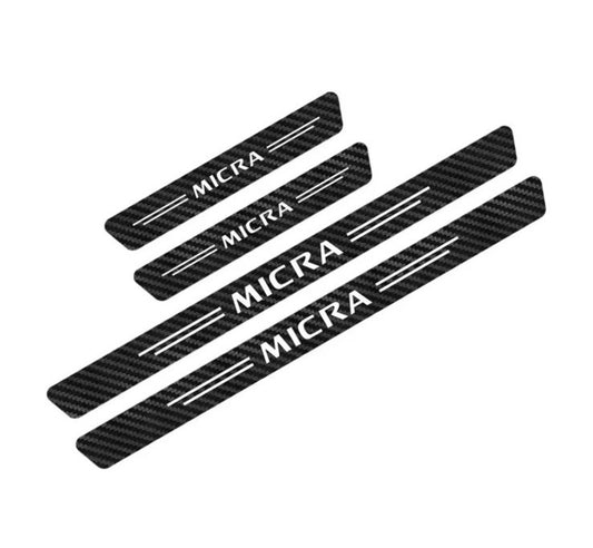 Nissan Micra Carbon Fibre Effect Car Door Sill Protector Strips Vinyl 4pcs
