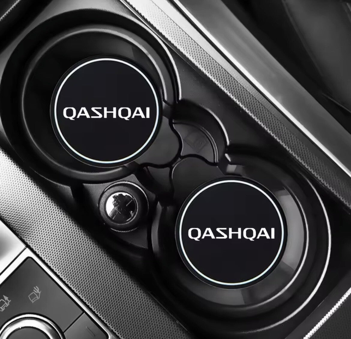 Nissan Qashqai Anti-Slip Black Silicone Silica Drink Coaster Cupholder Mat 2pcs