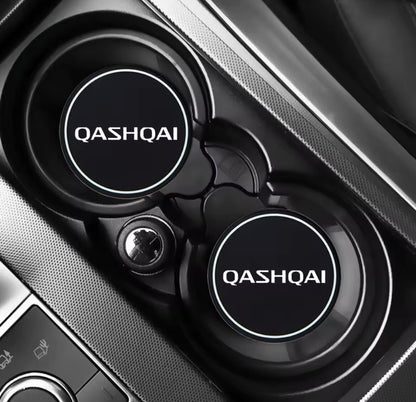 Nissan Qashqai Anti-Slip Black Silicone Silica Drink Coaster Cupholder Mat 2pcs