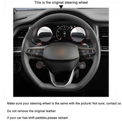 Suede/Leather Steering Wheel Cover Self Stitch Orange For Cupra Seat Leon Ibiza