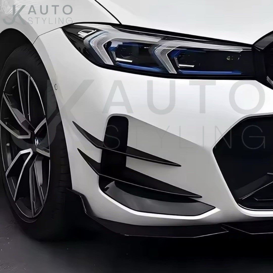 Gloss Black Front Bumper Canards 4pcs For BMW 3 Series G20 G21 G28 2022-2024 LCI