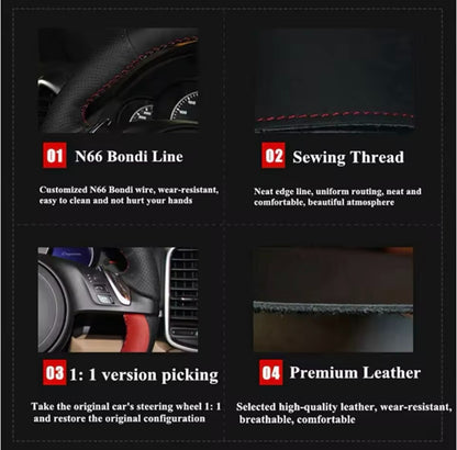 Kia Rio K2 Picanto Morning 2017-2019 PU Leather Steering Wheel Cover Self Stitch