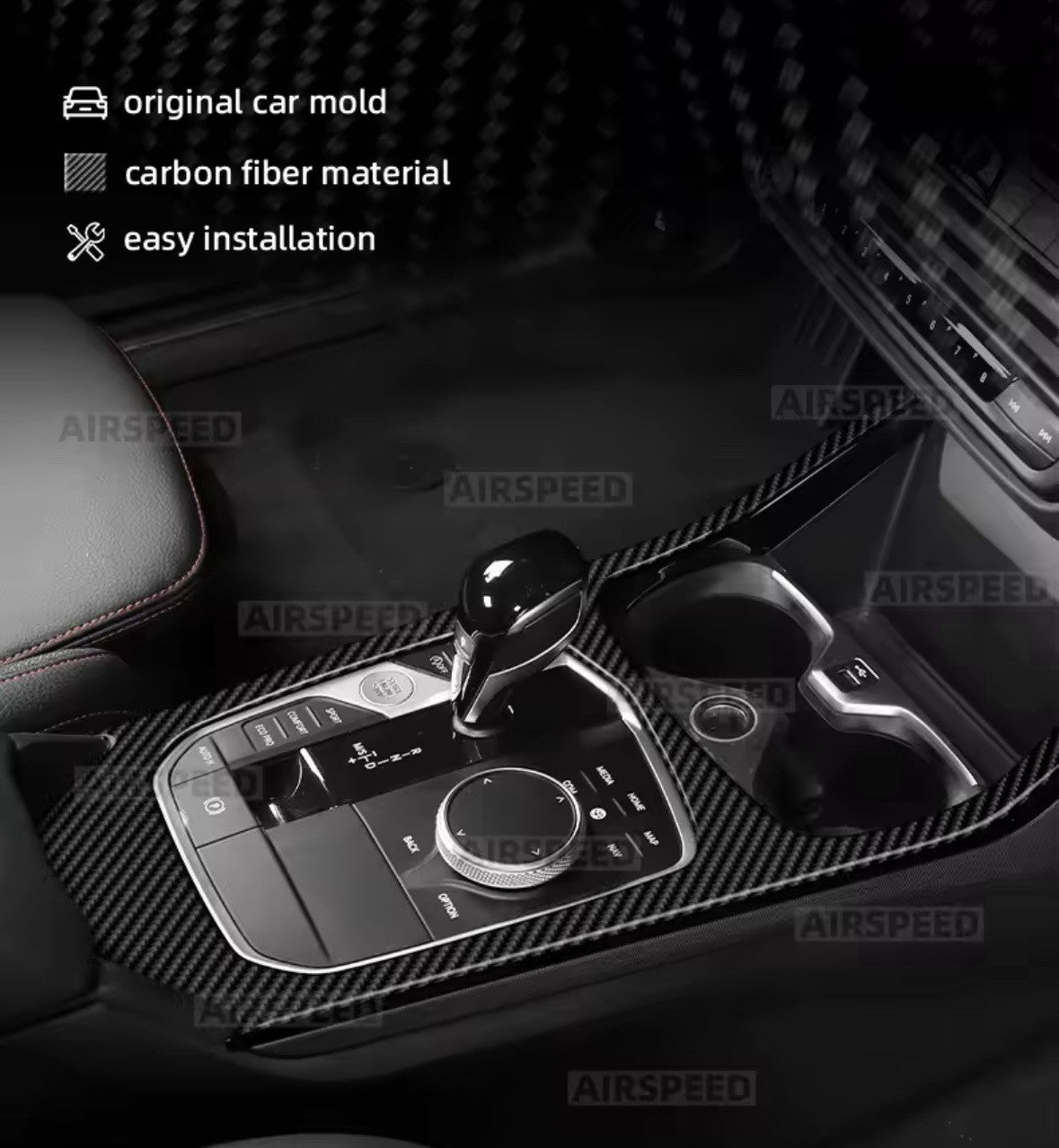 Carbon Fibre Centre Console Gear Panel Trim For BMW 1 2 Series F40 F44 RHD