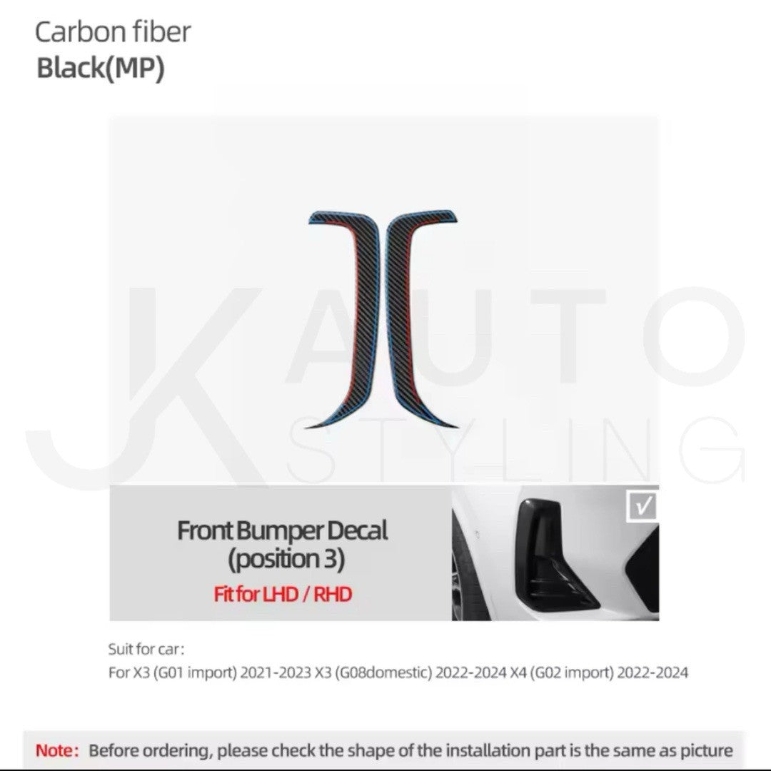BMW X4 G02 X3 G01 Carbon Fibre Front Bumper Side Vent Trim Surround M Styling