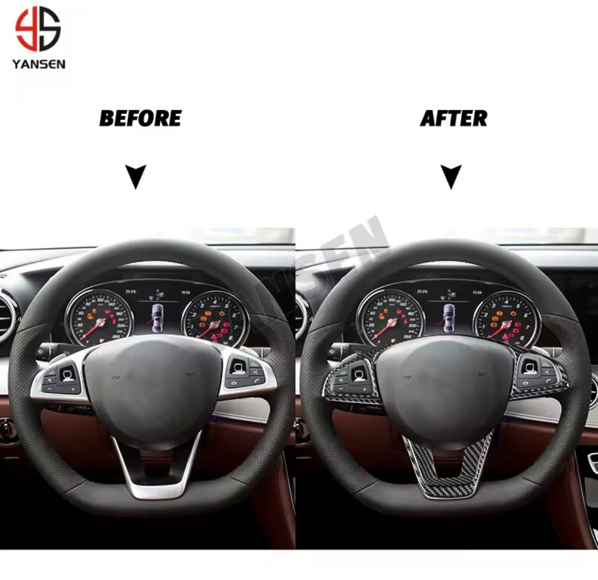 Mercedes E Class W213 2016-2022 Carbon Fibre Steering Wheel Trim Cover Full Kit