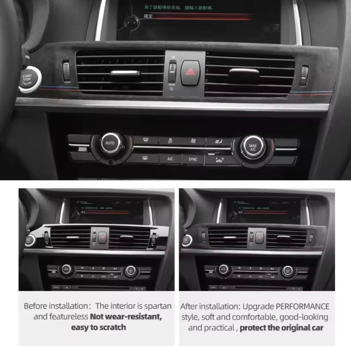 BMW X3 F25 X4 F26 2010-2020 Alcantara Centre Console Air Vent Dash Surround Trim