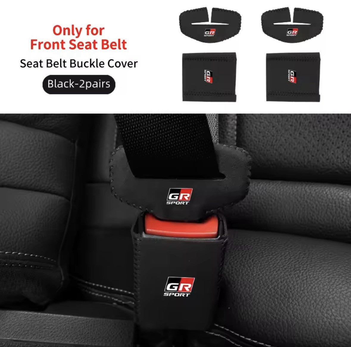 Toyota GR Sport Seatbelt Buckle & Clasp Cover Protectors Black